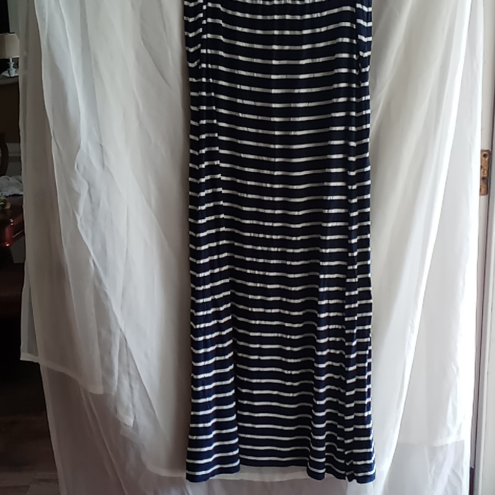 Navy and white striped ankle length akirt6